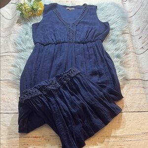 Luxology Navy Crochet Sleeveless Maxi Dress sz 8